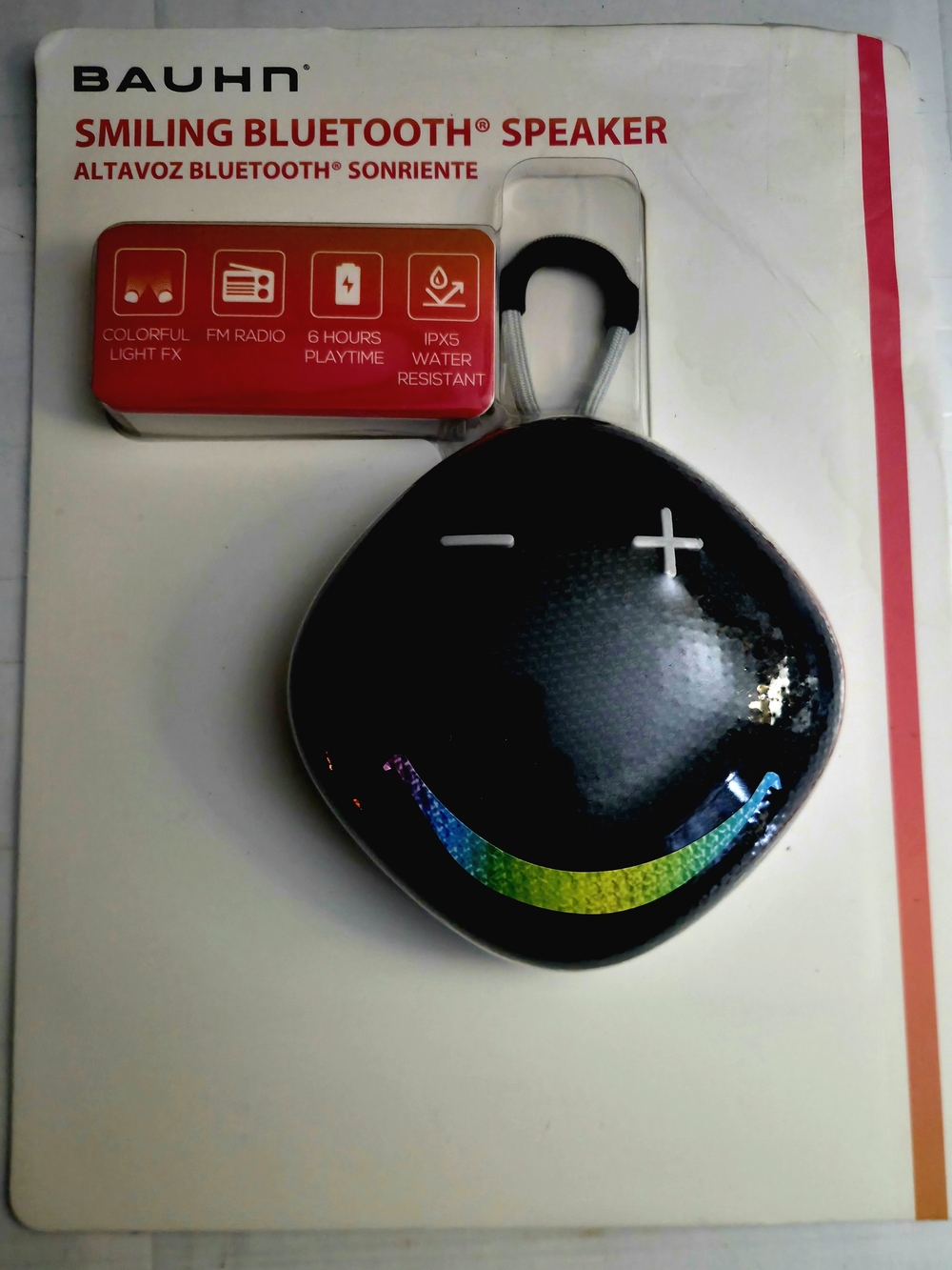 Bauhn Smiling Bluetooth Wireless Portable Speaker Black New In Box Waterproof
